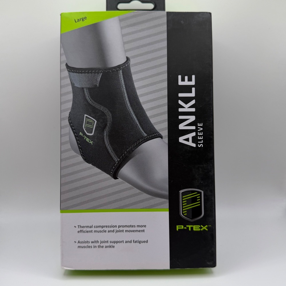 P-TEX Ankle Sleeve Large Black Thermal‎ Compression Support P-TEXA100